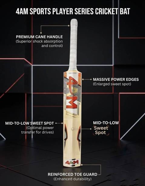 4am sports NEW PREMIEUM HARD HITTING TEENIS BAT_X53 Poplar Willow Cricket  Bat For 11 - 13 Yrs