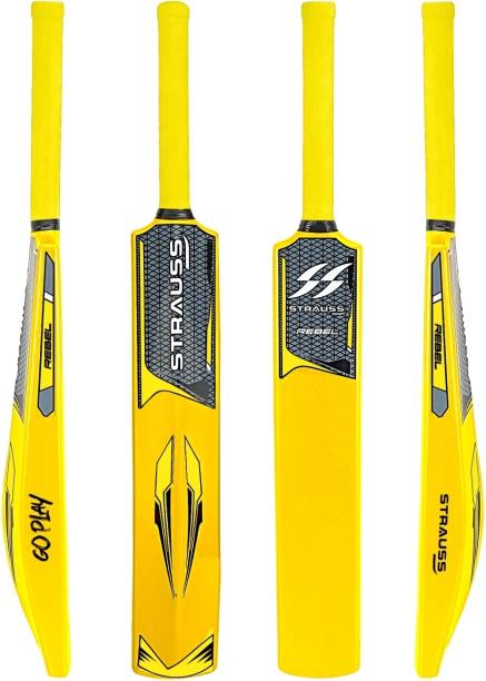 Strauss Rebel , Size SH / Full Size (34 X 4.5 inch) For All Age Groups (Yellow) PVC/Plastic Cricket  Bat