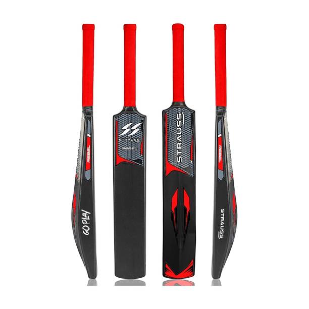 Strauss Rebel , Size SH / Full Size (34 X 4.5 inch) For All Age Groups (Black) PVC/Plastic Cricket Bat For 15+ Yrs