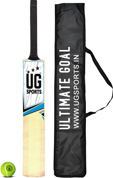ULTIMATE GOAL Premium Poplar Willow Cricket Bat With Cover & Ball-Short Handle(Blue,Full Size) Poplar Willow Cricket Bat For 15+ Yrs