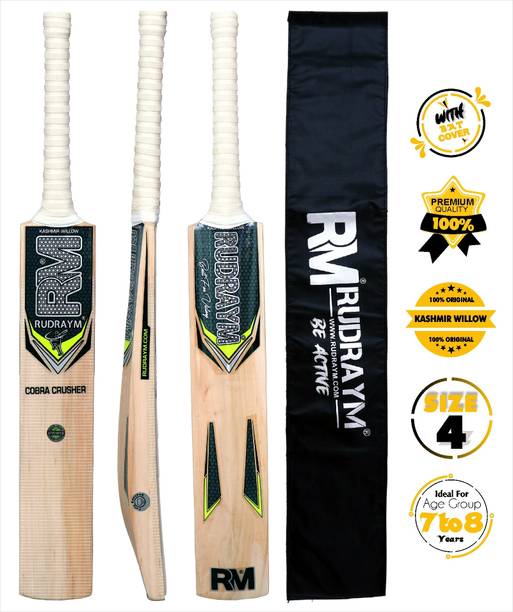 RUDRAYM Kids Cricket Bat RM CobraCrusher Size 4 Kashmiri Willow Wood For Leather Ball Kashmir Willow Cricket  Bat For 6 - 7 Yrs