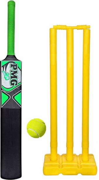 PMG Hard Plastic Bat with PVC Wicket Set & 1 Ball | Bat Ball Stumps Kit for kids PVC/Plastic Cricket Bat For 6 - 7 Yrs
