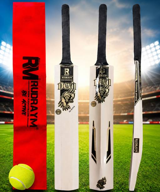 Rm Sports Devil 33.5 Inch Full Size Hard Tennis Bat for Mens Poplar Willow Cricket  Bat For 15+ Yrs