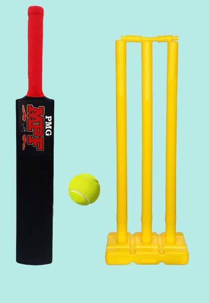 PMG Hard Plastic Bat with PVC Wicket Set & 1 Ball Cri...