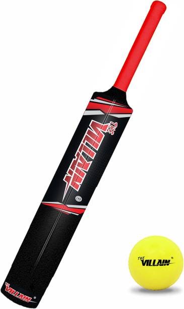 The Villain Bat_Ball_8_Number_Size PVC/Plastic Cricket  Bat For 15+ Yrs