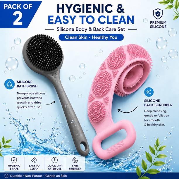 Jogitrend Pack of 2 Silicone Bath Scrubber Combo for Deep Cleansing & Exfoliation