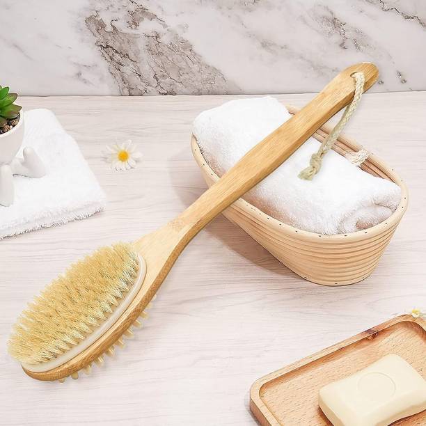 TONY STARK Double Side Wooden Bath Brush|Body Brush&Scrubber for Skin Exfoliation & Massage