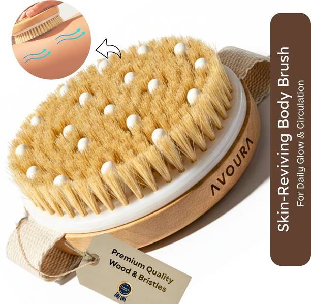Avoura Dry Skin Body Brush Enhances Skin Health & Beauty with Natural Bristles