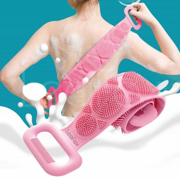 LeaFox Silicone Body Back Scrubber Double Side Bathing Brush for Skin DeepClean Massage