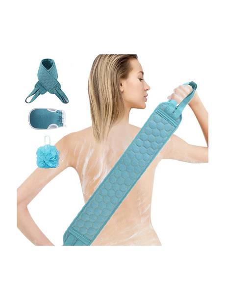 FOKRIM 3 in 1 Bath Shower Scrubber Set, Exfoliating Back Scrubber for Shower, Deep Cleaning Exfoliating Gloves, Bath Loofah Sponge for Bathing, Shower Essential Skin Care