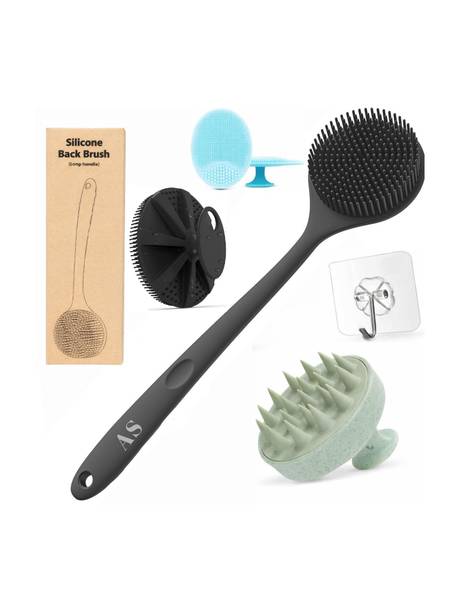 AS silicone body scrubber / scalp massager / face scrubber / bath brush / combo set