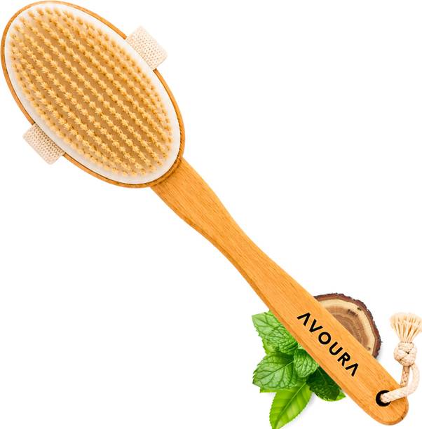 Avoura Premium Dry Brushing Body Brush | 16-Inch Handle | Full Body Exfoliation