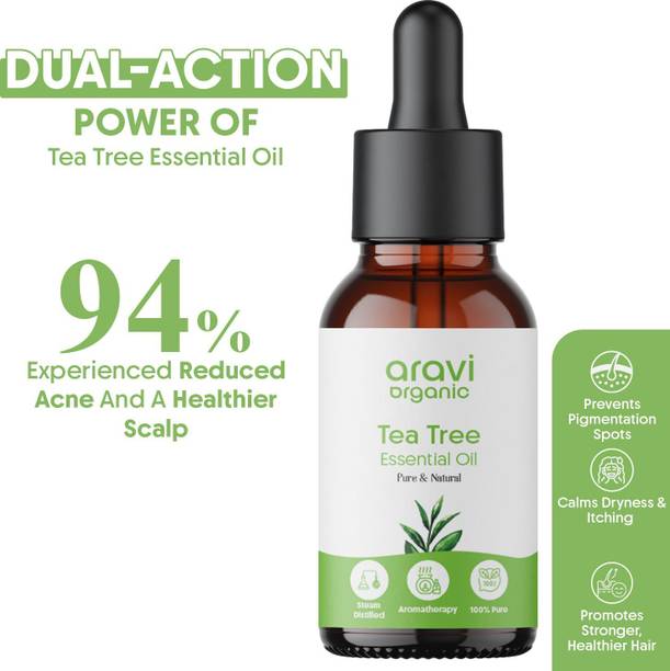 Aravi Organic 100% Pure Tea Tree Essential Oil For Skin, Hair, Acne Care & Dandruff