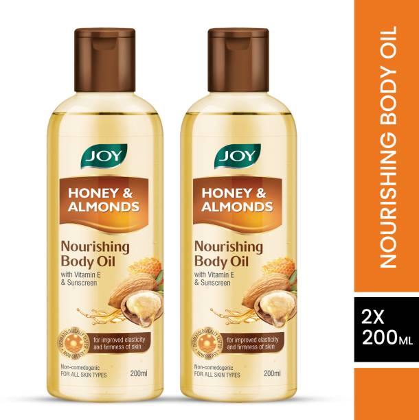 Joy Honey & Almonds Nourishing Body Oil, With Vitamin E & Sunscreen (Pack of 2 X 200 ml)