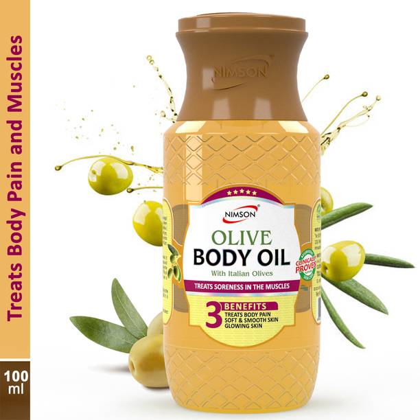 Nimson Olive Body Massage Oil with Italian Olives Treats Body Pain Muscles Smooth Skin