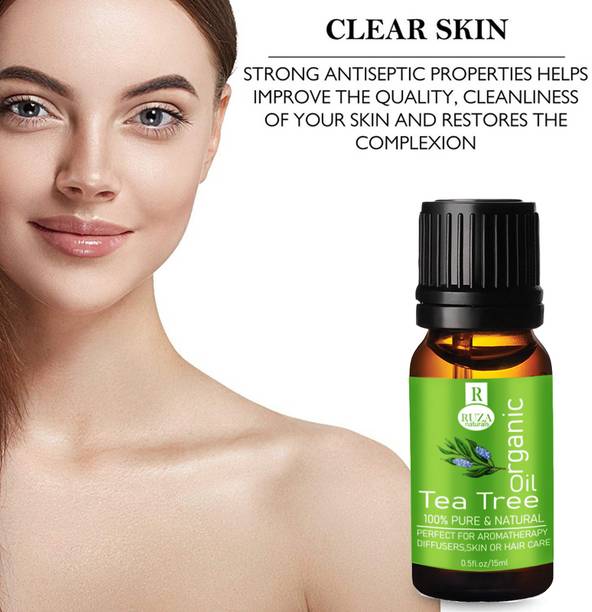 RUZA Tea Tree Essential Oil | 100% Pure| for Dandruff Control & Glowing Skin