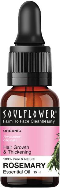 Soulflower Rosemary Essential Oil, 15ml, 100% Pure, Natural & Undiluted Re vitalizer for Hair Growth, Long, Shining & Strong Hair, Hydrating & Moisturising Skin, For Steam, Cough & Cold - Camphor Family