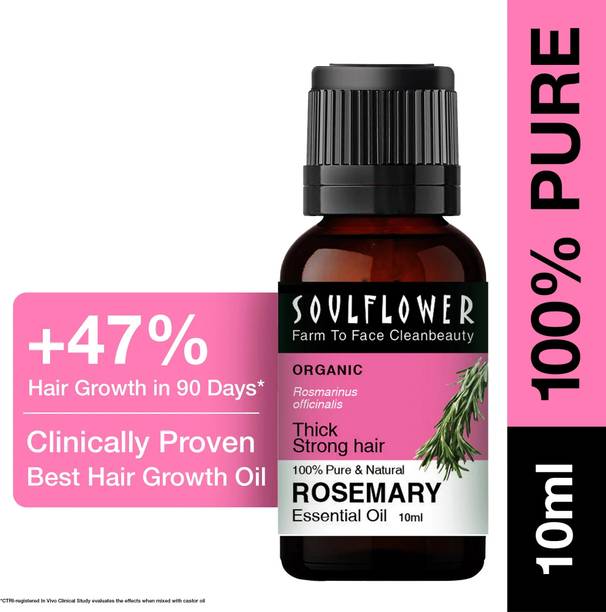 Soulflower Rosemary Essential Oil | Hair Growth, Skin, Face | Pure, Organic & Undiluted