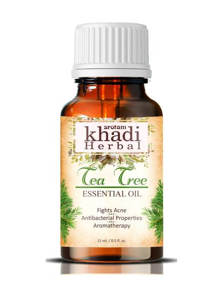 Srotam Khadi Herbal Tea Tree Essential Oil for Healthy Skin, Face, Hair And Acne Care,100% Natural, Pure And Organic Essential Oil - (Pack of 1)