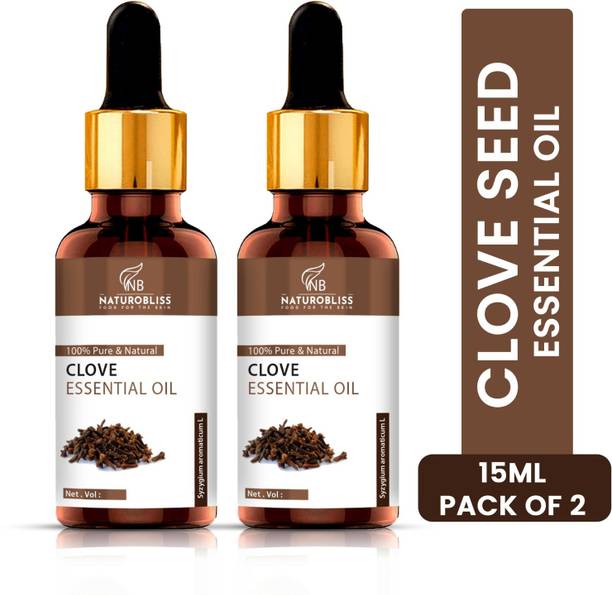 NaturoBliss Clove Essential Oil for Teeth, Hair, Skin (15 ml) (Pack of 2)