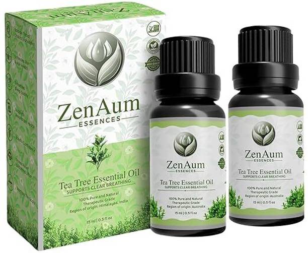 ZenAum Essences Tea Tree Essential Oil | Antibacterial & Skin Healing - 15ml - Pack of 2