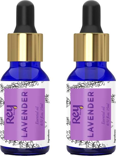Rey Naturals Lavender Oil - Pure 100% Natural Essential Oil - Healthier Skin and Hair - Calming Bath or Massage for Restful Sleep - - 30 ml (15 ml x 2)