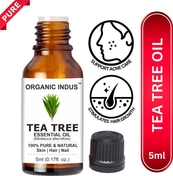 Organic Indus Tea Tree Essential Oil for Skin, Hair, Face, Acne Care, Dandruff | 100% Pure