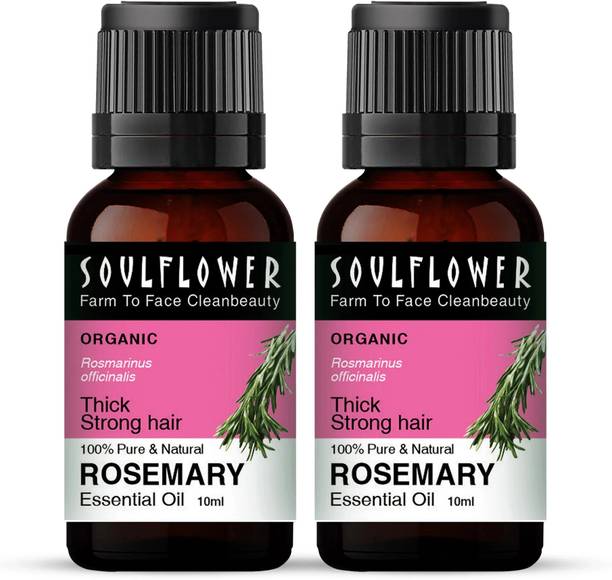 Soulflower Rosemary Essential Oil | Hair Growth, Skin | Pure & Organic | Combo Pack of 2