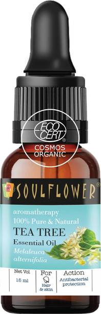 Soulflower Tea Tree Essential Oil (15 ml)| 100% Pure, Natural and Undiluted for Hair, Skin and Face| Controls Acne and Pimples