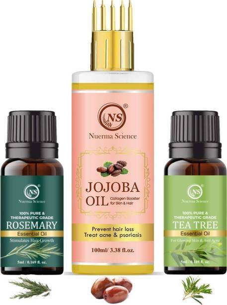 Nuerma Science Rosemary Essential Oil, Jojoba Oil, Tea Tree Essential Oil for Hair Care