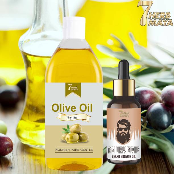 7Herbmaya Ayurvedic Beard Oil with Extra Virgin Olive Oil for hair & skin care