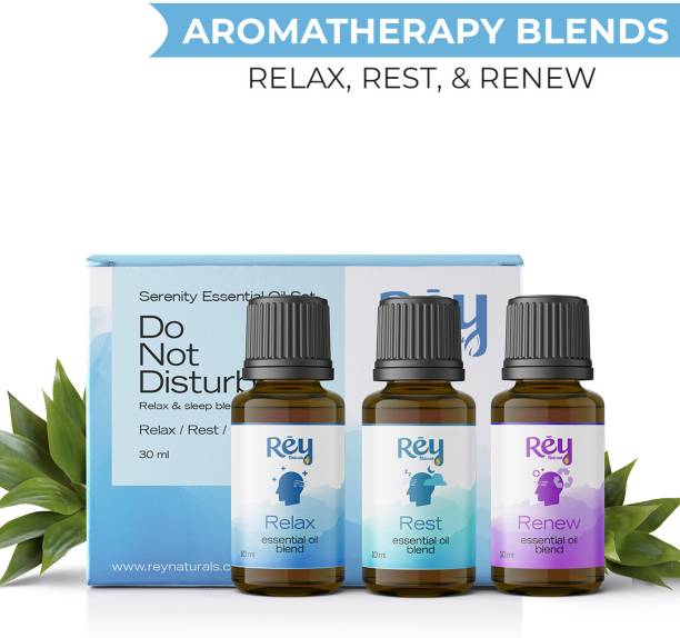 Rey Naturals Do Not Disturb Essential Oil Gift Set - Relax Rest Renew -3 Aromatherapy Blends