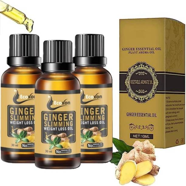 ecoxon Belly Drainage Ginger Essential Oil Plant Aroma Oil, Slimming Ginger Oil PACK 3