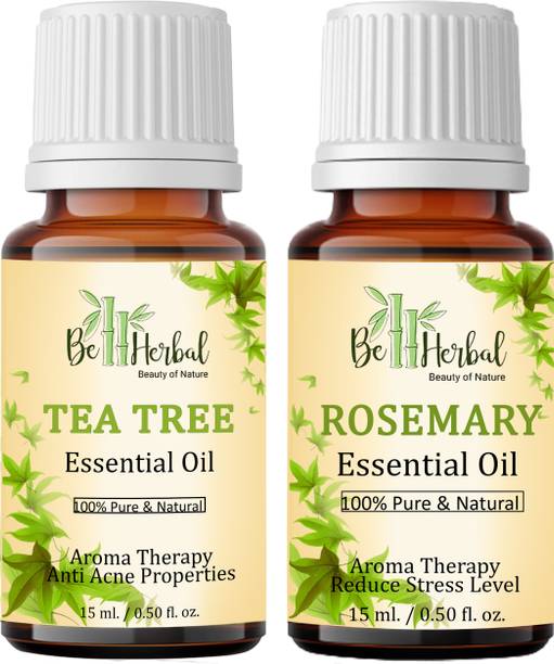 BE HERBAL 100% Pure & Natural Rosemary & Tea tree Oil for Hair, skin & Aroma therapy