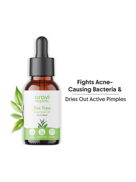 Aravi Organic 100% Pure Tea Tree Essential Oil For Skin, Hair, Acne Care & Dandruff