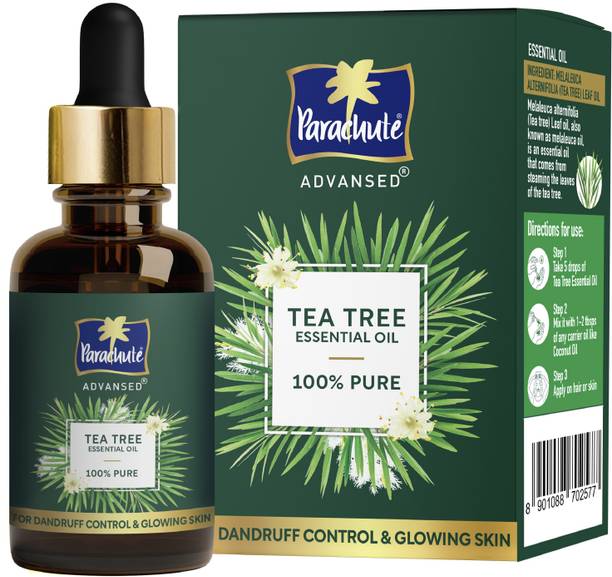 Parachute Advansed Tea Tree Essential Oil | 100% Pure | for Dandruff Control & Glowing Skin