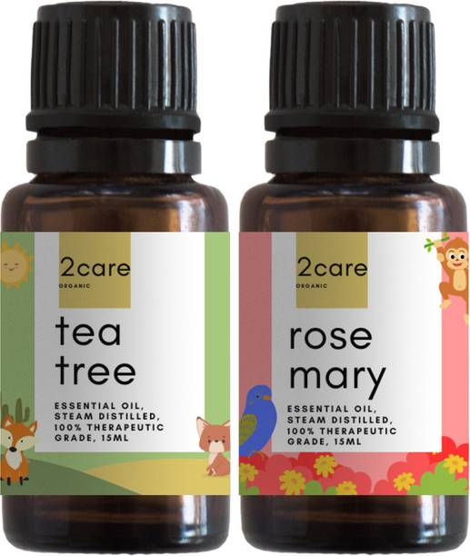 2 care tea tree oil & rosemary oil 15 ml combo