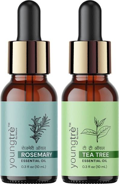 Youngtre Tea Tree & Rosemary Essential Oil Pure for Healthy Skin & Hair Growth-10ml Each