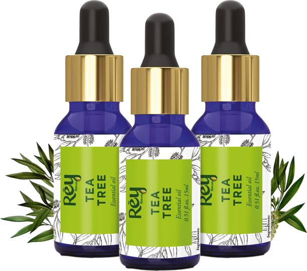 Rey Naturals Pure & Organic Tea Tree Essential Oil For Dandruff, Acne & Hair Growth