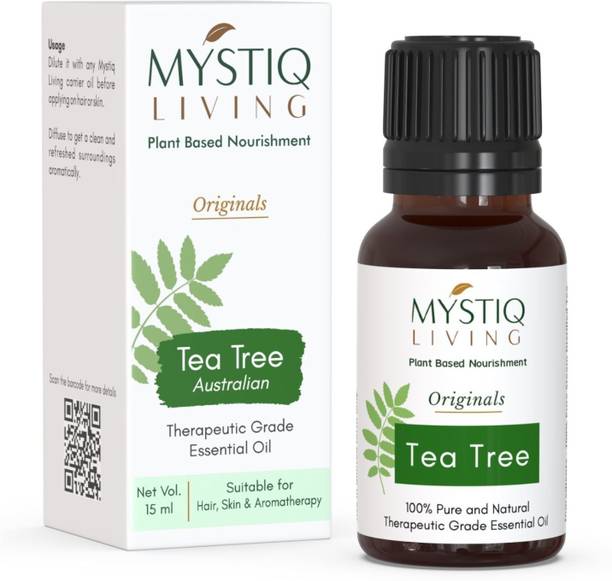 Mystiq Living Tea Tree Oil (Australian), 100% Natural & Pure, For Acne, Pimples, Scars, Skin, Face, Hair care & Dandruff