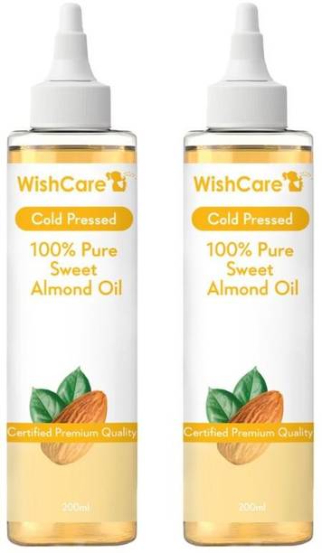 विशकेयर स्वस्थ बालों के लिए प्योर कोल्ड प्रेस्ड स्वीट आलमंड ऑइल और ग्लोइंग स्किन हेयर ऑयल - 2 का पैक (200Ml.प्रत्येक)