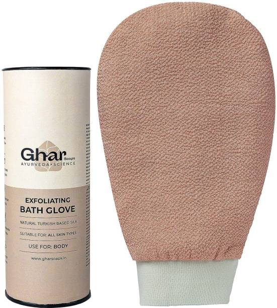 GHAR SOAPS Exfoliating Glove For Body | Scrub Glove For Dead Skin (Pack of 1) ( Pink)