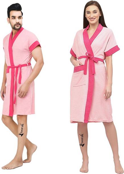 Poorak Baby Pink Rani Free Size Bath Robe