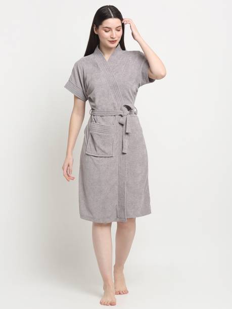 CREEVA Grey Free Size Bath Robe