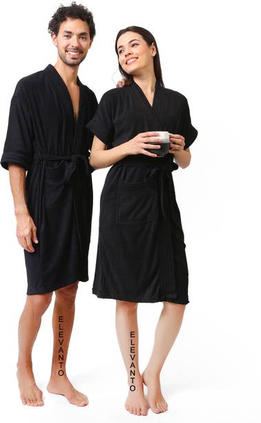 एलेवेंटो काला फ्री साइज बाथ रोब