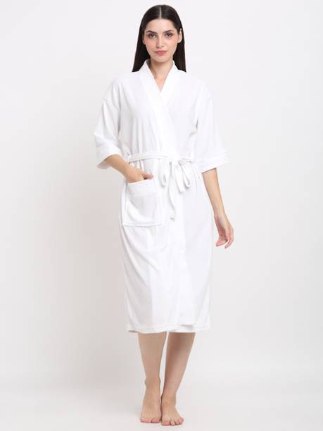 CREEVA White Free Size Bath Robe