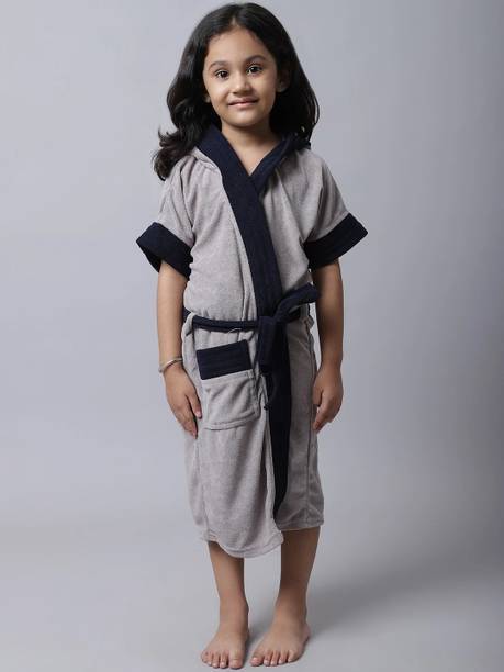 ELEVANTO Grey-Navy Small Bath Robe