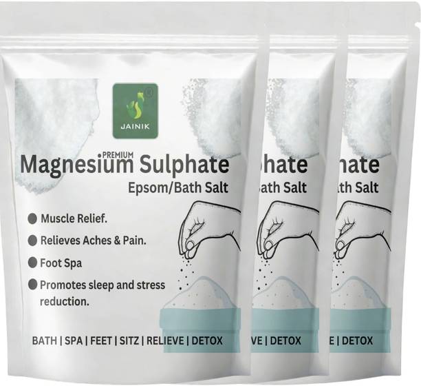 JAINIK Epsom Bath Salt Crystal And Bath,or Muscle Relief,Relieves Aches &Pain pack of 3