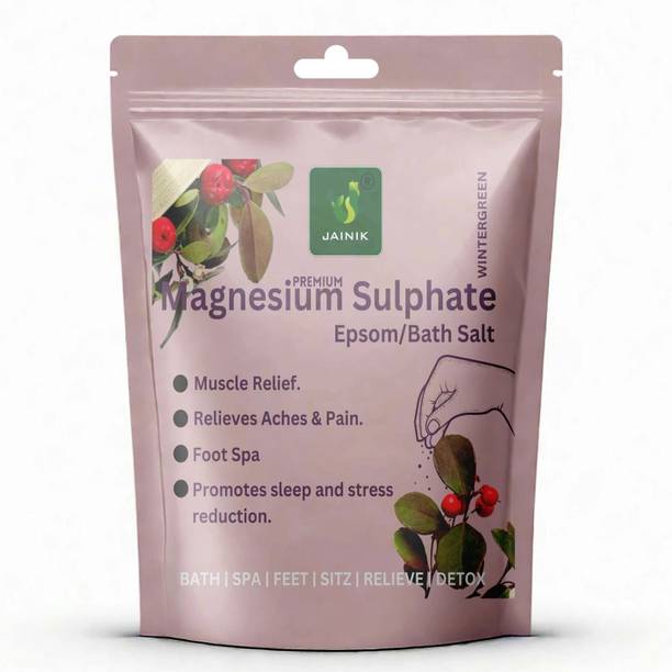 JAINIK winter green Epsom Salt For Muscle Relief, Relieves Aches Pain -turmic- 450gm