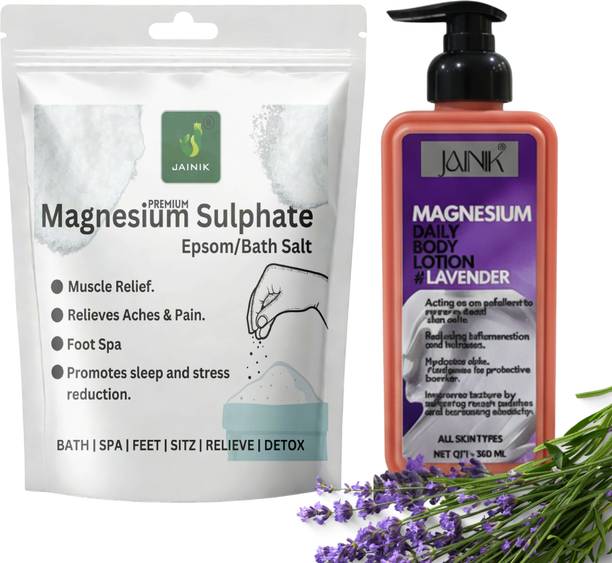 JAINIK Epsom Salt For Soothing muscles 1kg,Magnesium Lotion For softening skin,together